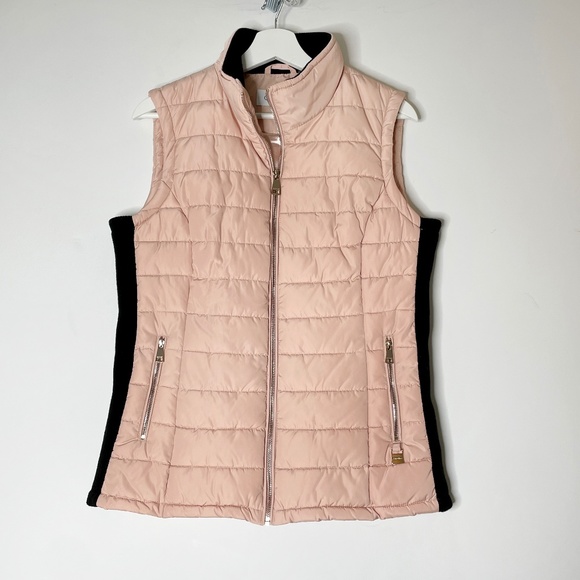 Calvin Klein | Jackets & Coats | Calvin Klein Womens Vest Size M Blush Pink  Puffer Pockets Black Ribbed Sides | Poshmark